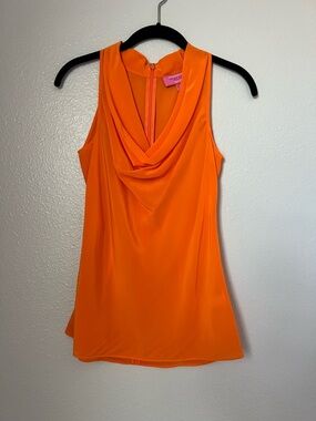Banana Republic Trina Turk Collection Sleeveless Draped Cowl Neck Top - Orange